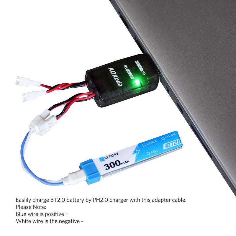 BETAFPV 6pcs BT2.0-PH2.0 Adapter Cable 22AWG for BT2.0 300mAh 1S Battery with 1.0mm Banana Connector Meteor65 1S Brushless Whoop Drone