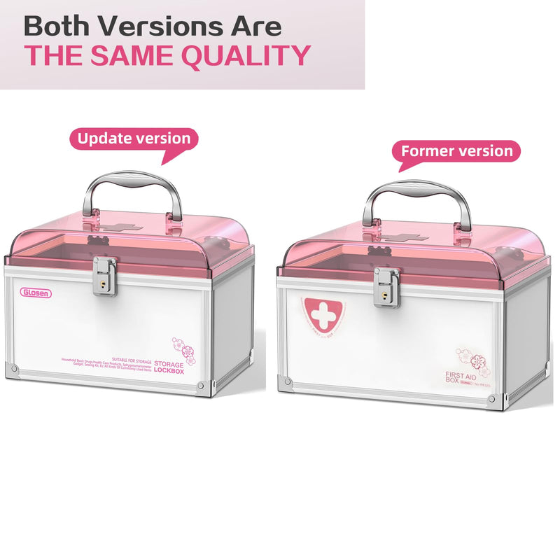 Glosen Medicine Lock Box With Key,orange,8.46 * 5.87 * 5.51 Inch locked Medicine Box with Child Safe Lock Orange