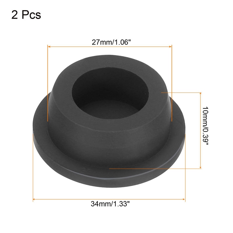 uxcell High Temp Silicone Plug Mount Dia 27mm/1.06 inch T Shaped Rubber Stopper Hole Plugs for Powder Coating Plating Waterproof Plugs Sealing Plugs Black Pack of 2(OD 34mm) 27x34mm