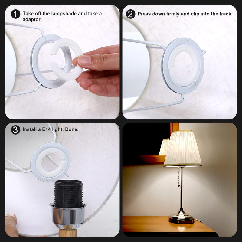 E27 to E14 Lamp Shade Adapter Ring, 6 Pack Screw Lamp Shade Reducer Washer E27 Lamp Ring, 42mm to 29mm Lampshade Converter Ring Plastic Light Shade Replacement Parts