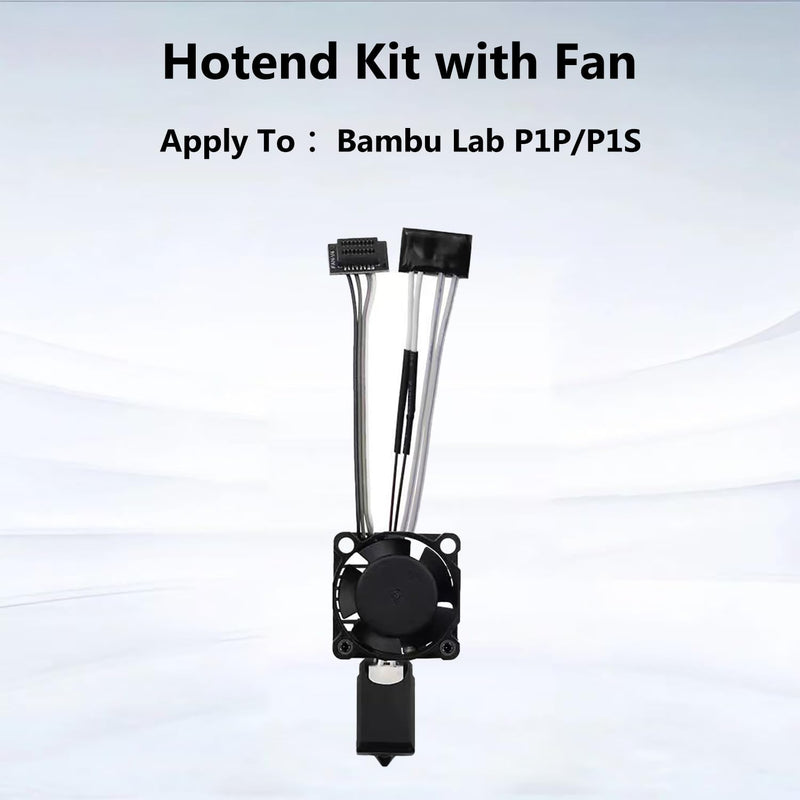 P1P/P1S Full Assembled Ceramic Hotend with Fan 0.4mm Hardened Steel Nozzle for 3D Printer Bambu Lab P1P/P1S Extruder Print Head Hot End Kit with Heater Cartridge Thermistor High Speed Printing For P1S P1P