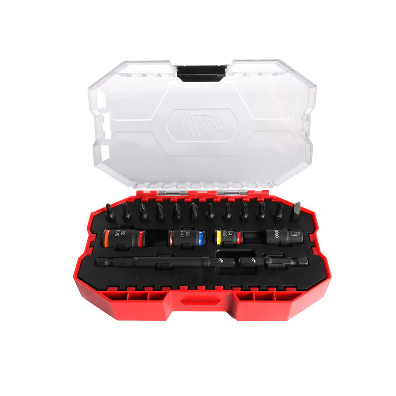 Malco KITCRB C-RHEX Socket Install Kit with Premium Case -Cleanable Reversible Hex Sizes (1/4"-9/16"), 2 Magnetic Shafts, 12 Impact-Rated Bits