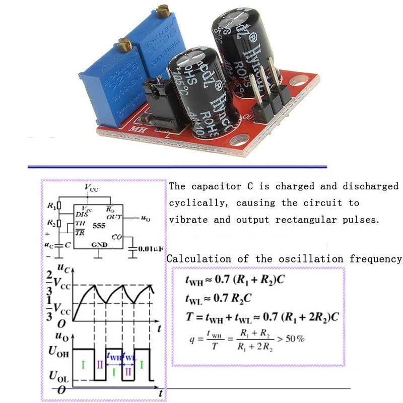5PCS DC5-15V 4.2V V-PP to 11.4V V-PP NE555 Pulse Frequency Duty Cycle Adjustable Generator Module Square Wave Rectangular Wave Signal Generator