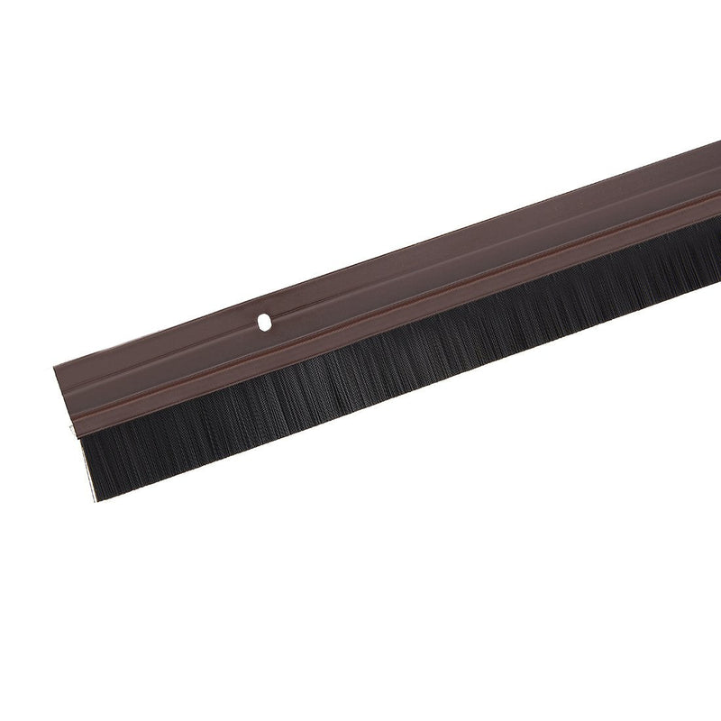 uxcell Door Brush Bottom Sweep Brown h-Shape Aluminum Alloy Holder w 0.8-inch Black PP Silicone Soft Brush, 1000mm x 43mm(Approx 39.37-inch x 1.7-inch) 39.37" x 0.8" black/Brown