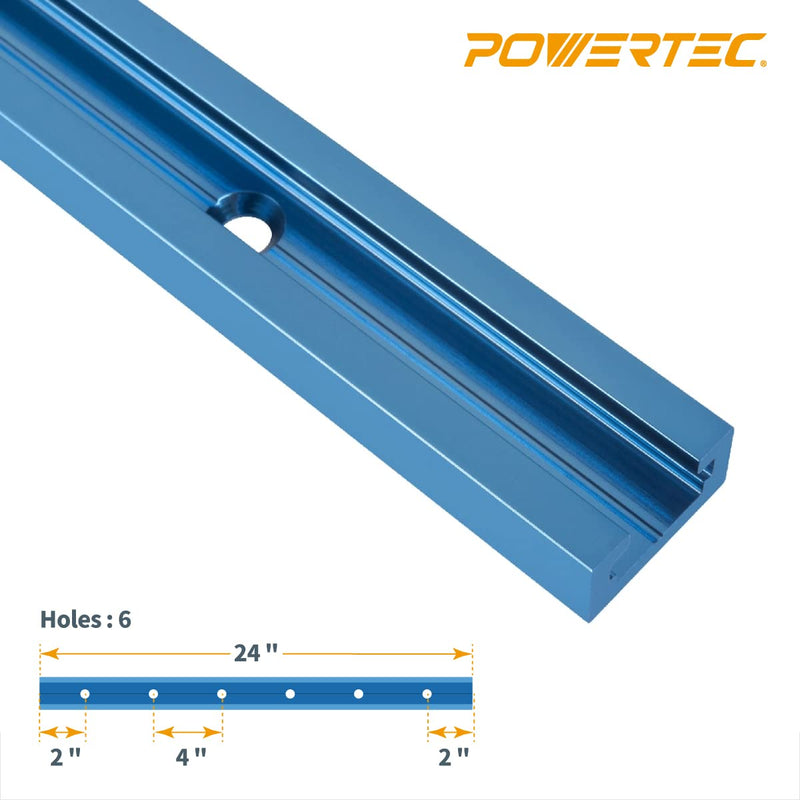 POWERTEC 71371 24 Inch Double-Cut Profile Universal T-Track with Predrilled Mounting Holes, 4 PK, T Track for Woodworking Jigs and Fixtures, Drill Press Table, Router Table, Workbench 24" T track (4PK) - NewNest Australia