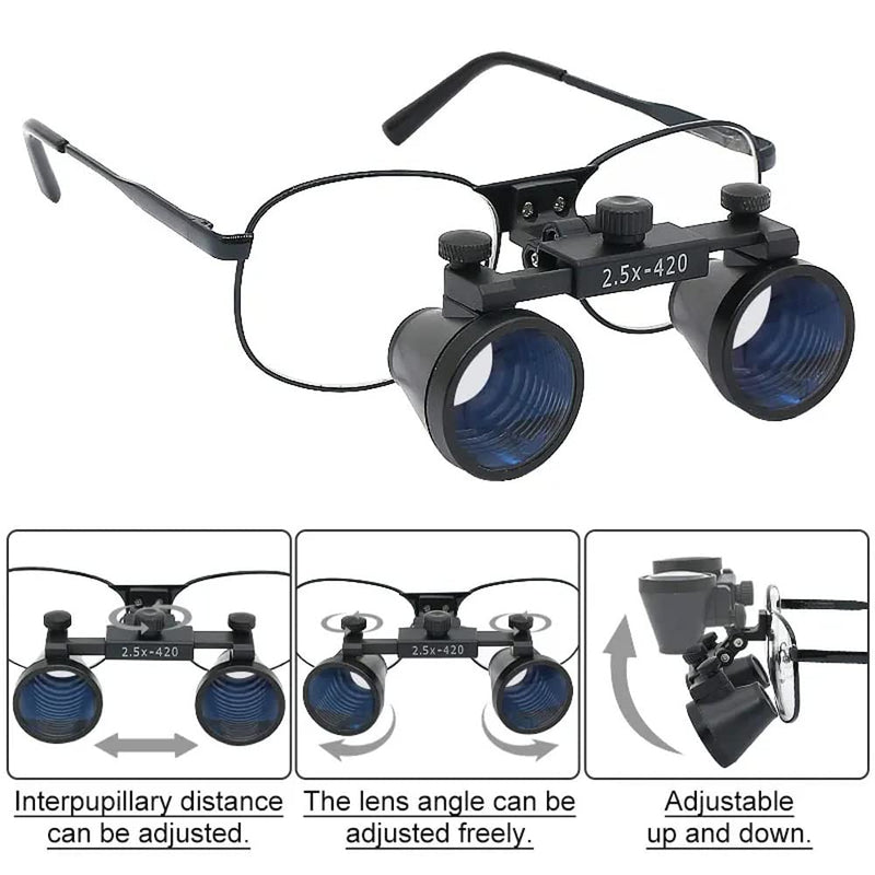 Ultra-lightweight Dental Loupes 2.5X 3.5X Dental Binocular Magnifier with 3W LED Headlight Rechargeable Lithium Battery (3.5X-420) 3.5X-420 - NewNest Australia