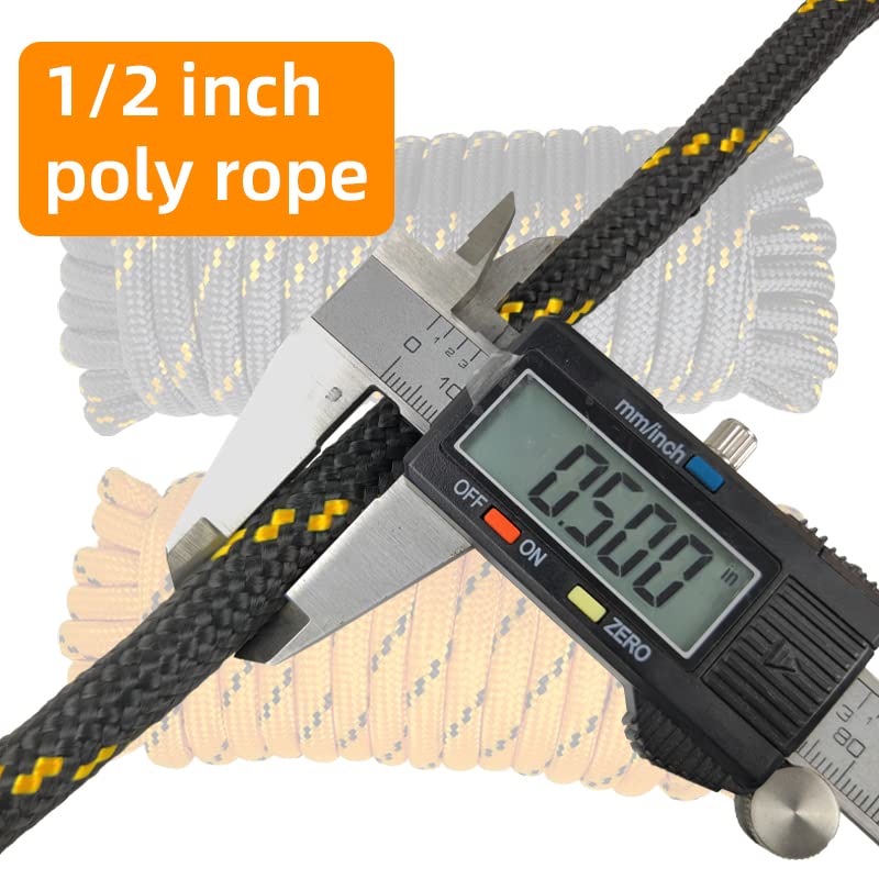 Diamond Braided Polypropylene Rope Nylon Rope Mix Thick Heavy Duty Ropes 1/2 inch 50ft High Strength Rope Perfect for Clothesrope Camping Hiking and Other Outdoor Activities Black 50ft Black 1/2'' 50ft