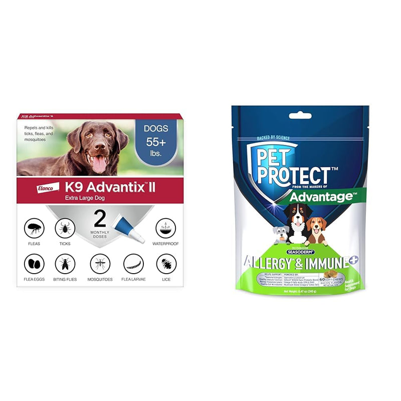 Bundle of K9 Advantix II XL Dog | 2-Mo Supply + Pet Protect Allergy* + Immune+ Seasoderm™ | 60 Count