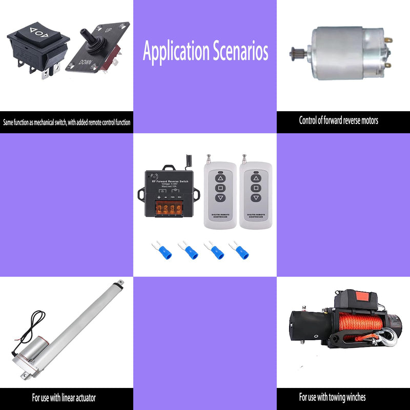 Linear Actuator Controller with Remote Control, Wireless Winch Remote,12v Linear Actuator Switch of 10A/DC5V to 48V, Remote Control Distance 328 ft,for Linear Motion actuators,Winch.
