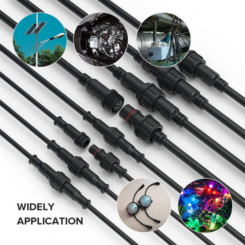 BTF-LIGHTING 3 Pin Electrical Connector 22AWG IP65 Male Female Connector 7.87in/20cm Extension Cable for Car,Truck,Boat,Indoor/Outdoor LED Strip Lights/String 15mm Nut Small Size 5 Pairs 1 to 1 3 PIN Small Size