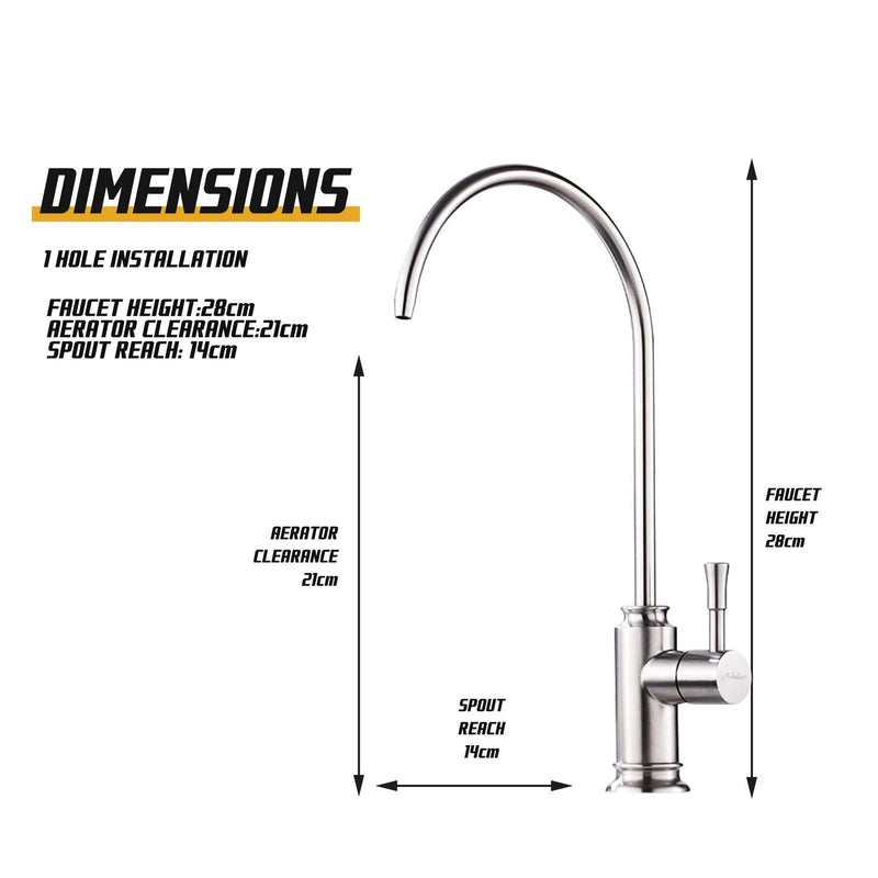 Achelous Brushed Nickel Modern Kitchen Faucet, Stainless Steel Drinking Water Faucet with Built-In Water Filter, Single Hole Mounting, Right Lever Handle