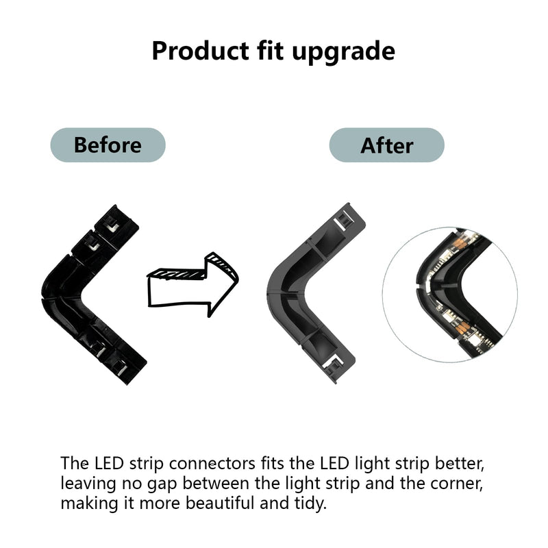 LED Light Strip Corner Connection Holder Replacement LED Light Strip Connectors LED Strip Mounting Clips Gapless Connectors for 8mm-12mm LED Strip Lights CH1