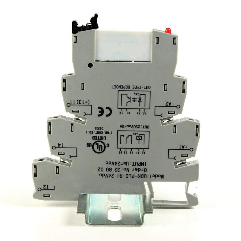 ASI ASI328002 24Vdc Pluggable SPDT Relay with DIN Rail Mount Screw Clamp Terminal Block Base, 6 amp, 250 VAC Rating, 24 VDC Coil