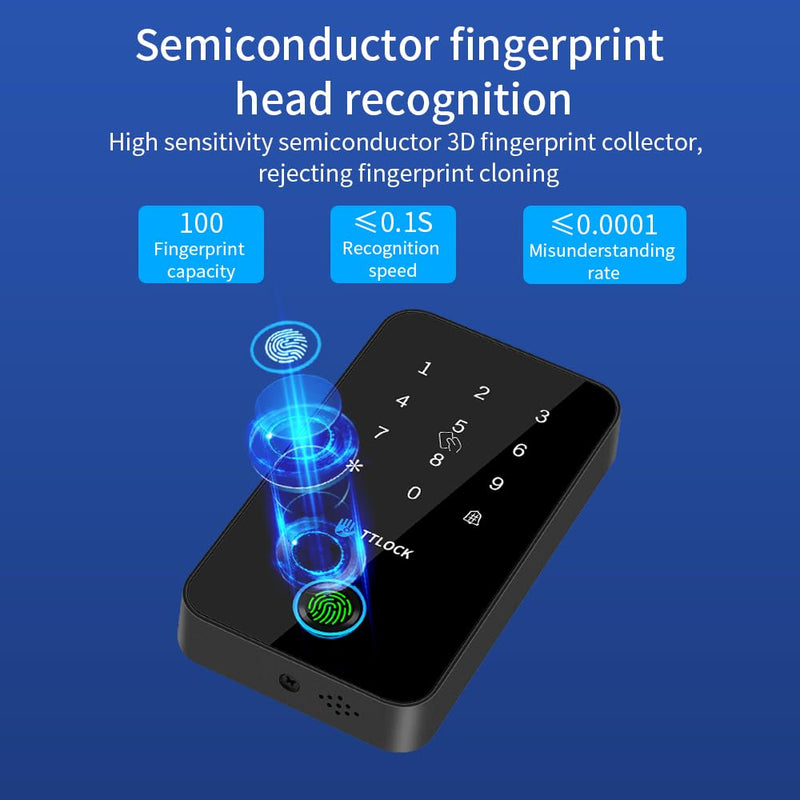 Waterproof Fingerprint Access Control Machine Smart TT-Lock APP Door Access Control Security System NFC Bluetooth Digital Keypad RFID Card Reader+10 Key (MJ03-TT-LOCK-Silvery（Without Fingerprint）) MJ03-TTLOCK-Silvery（Without Fingerprint）