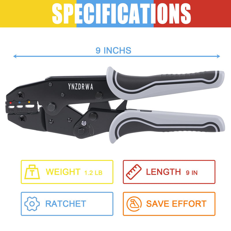 Crimping Tool for Heat Shrink Connectors, Upgraded Wire Crimper Tool, Ratcheting Wire Terminal Crimper - Crimping Pliers - Ratchet Terminal Crimper for 10 to 22 AWG Wire