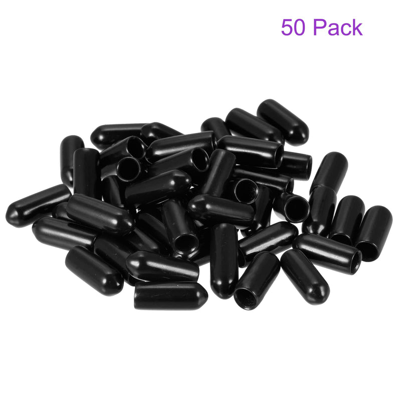 DMiotech 50 Pack 3/16" ID Black Screw Thread Protectors Rubber End Caps Bolt Covers for Screw Bolt Furniture Pipe 3/16"