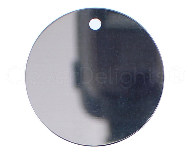 CleverDelights 1.5" Round Aluminum Stamping Blanks - 25 Pack - Shiny Anodized Finish - 18GA (.039") - 3mm Hole
