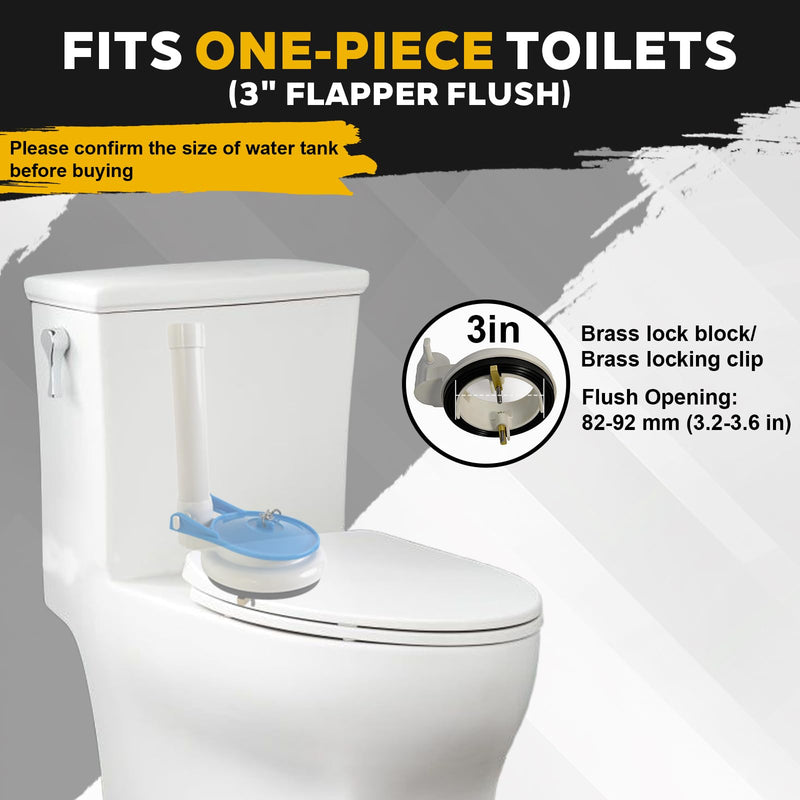 3-Inch Flush Valve Replacement Kit for One-Piece Toilets – Complete Toilet Repair Kit with Flapper & Chain, Includes Adjustable Fill Valve and Flush Lever Handle, Compatible with TOTO, Glacier Bay Front-Mount Handle Kit