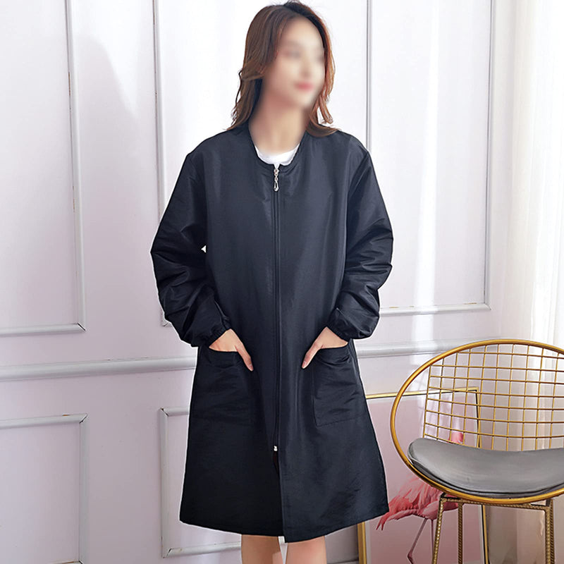 Chameleon Fabric Salon Smock Professional Stylist Jacket Waterproof Haircut Cape Barber Apron M code Black
