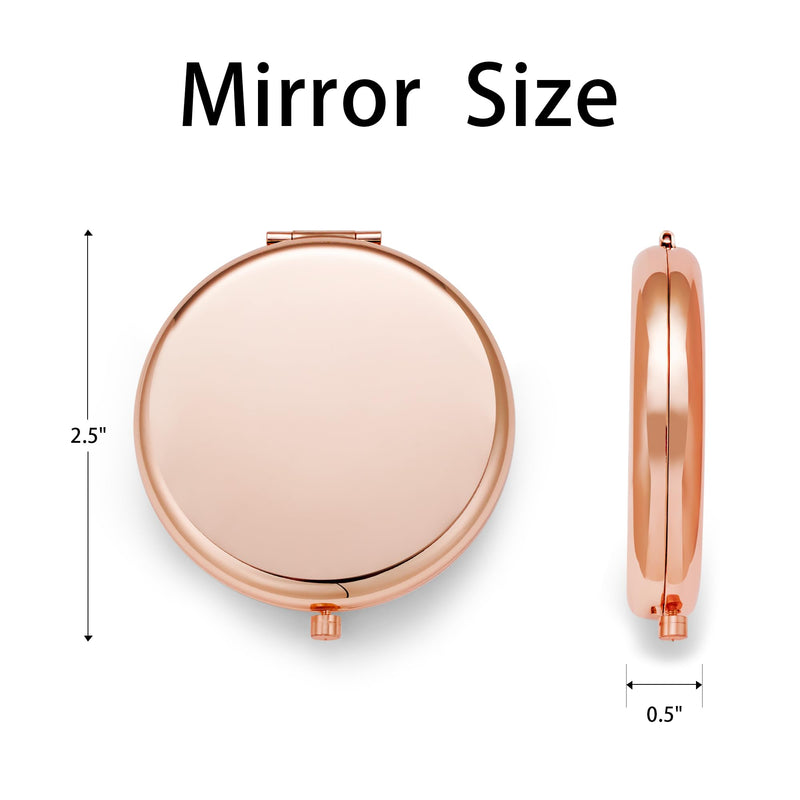 Compact Mirror, Pocket Travel Makeup Mirror for Purse, Metal Round Shell, 2-Sided 1X/2X Magnifying, Portable, Folding, Handheld, Rose Gold, 12 Pack
