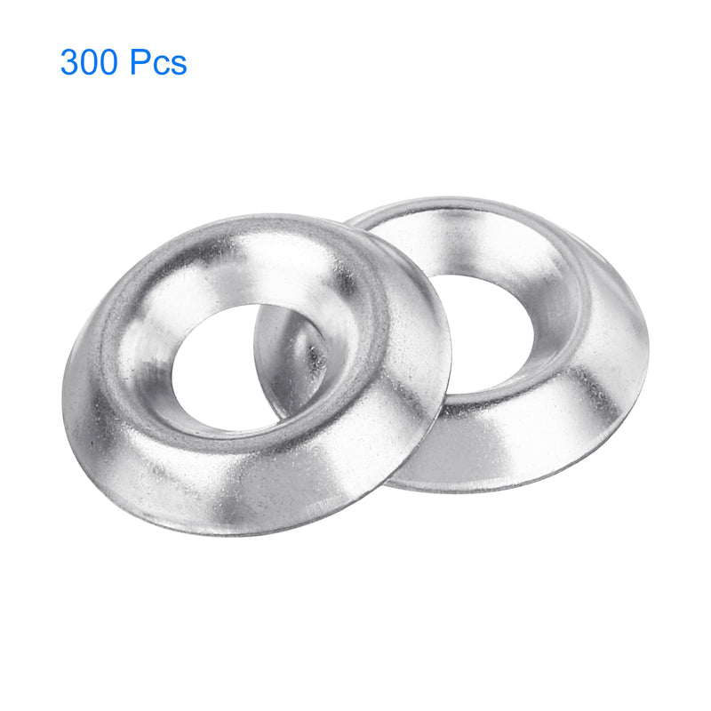 uxcell #12 304 Stainless Steel Cup Washer Countersunk, 300pcs Countersunk Finish Washers for Screw Bolt 300