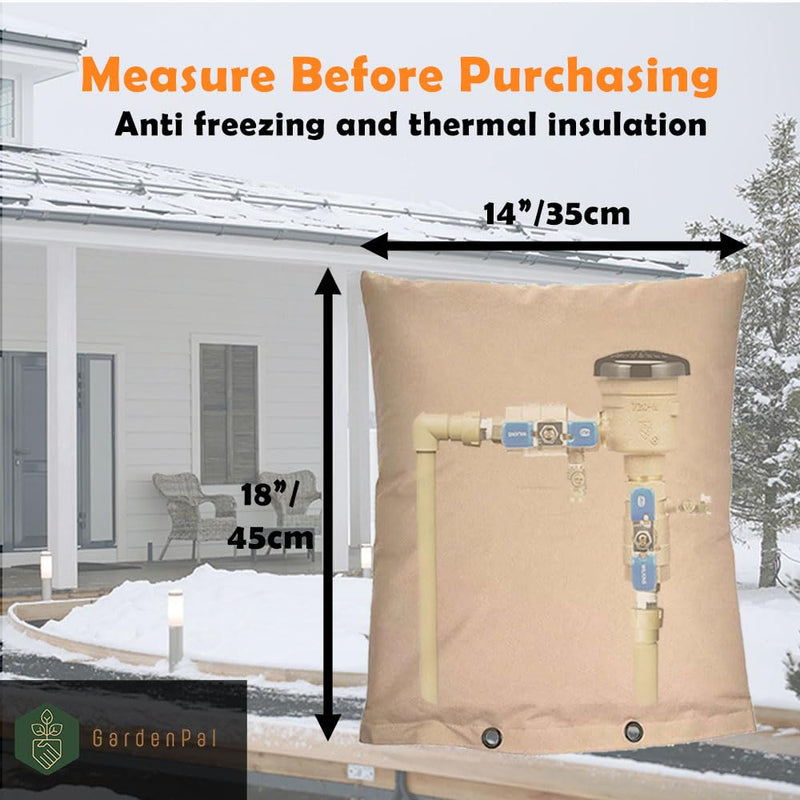 GardenPal Backflow Preventer Cover Insulated Pouch, Irrigation Sprinkler Valve Insulated Pouch, Anti-UV Winter-Freeze Sprinkler Backflow Cover, Beige (35 * 45cm /14 * 18 inch) 35*45cm/14*18 inch
