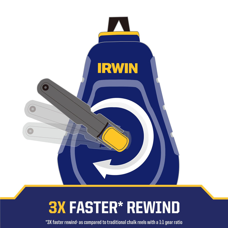 IRWIN Tools STRAIT-LINE COMPACT Chalk Reel, with Blue Chalk, 100 ft. (IWHT48440BC)
