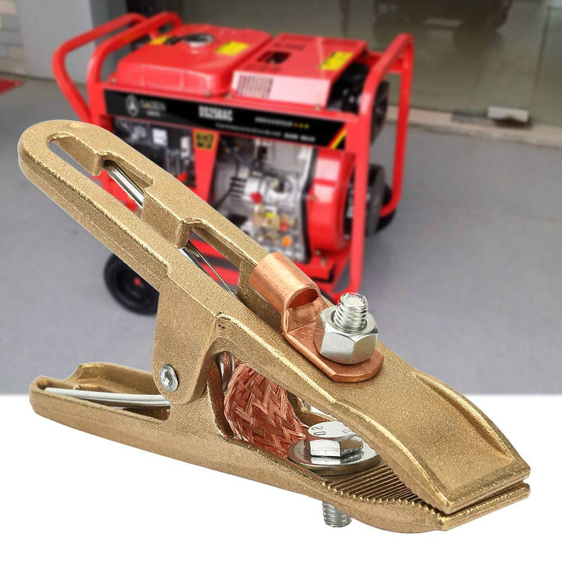 500A Ground Clamp for Welding Machine, Brass A-Shape Earth Grounding Clamp with Copper Grip Clip, Welder Ground Cable Connection Tool