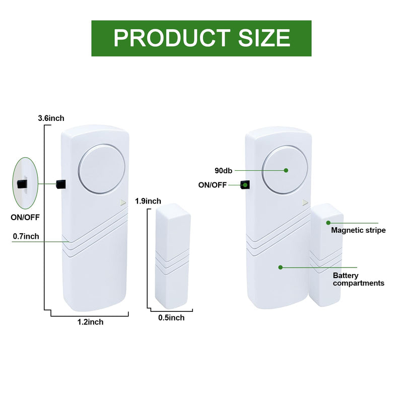 Door Window Alarm, 90dB Door Alarms Sensor for Kids Safety, Home Security, Door Window Burglar Alarm, Window Pool Alarms for Home, Apartments, Offices, Hotel Rooms (25pack) 25pack