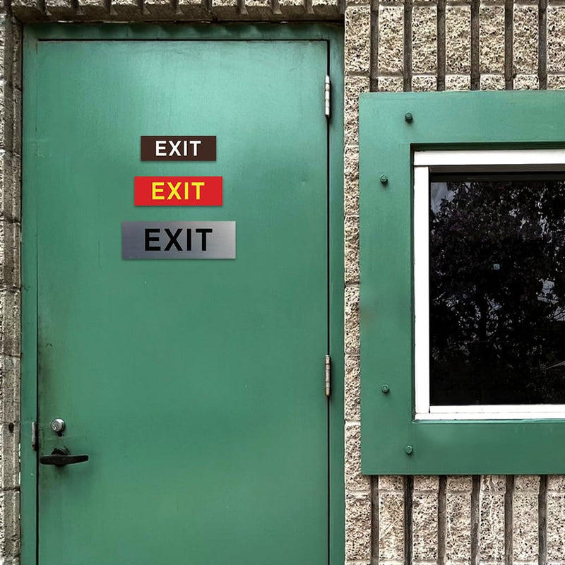 All Quality Basic Exit Wall or Door Sign - Simple & Clear To Ensure Safety | Easy to Install - Black/SIlver - Small (1 Pack) 2" x 6" - Small (1 Pack) Black / Silver