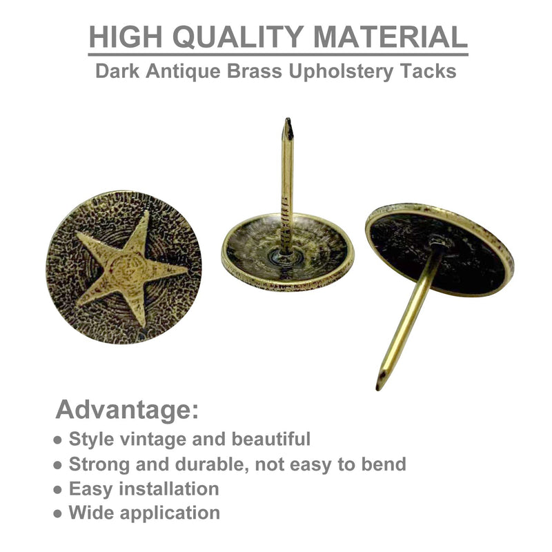 Upholstery Tacks, Furniture Upholstery Nails for Decorative, 150 PCS 5/8 inch Upholstery Decorative Tack for Furniture DIY Decorative, Home Decor, Dark Antique Brass
