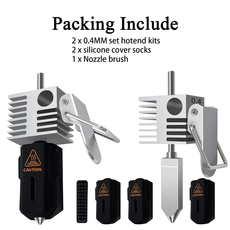 2PK 0.4mm SPARKX i7 Hotend Integrated Hardenend Steel Nozzle for Creality | 350°C Heat-Resistant All-Metal Hot End, Leak-Proof, Anti-Clog, 500mm/s High Rapid with 2PCS Silicone Cover & Nozzle Brush 2PK