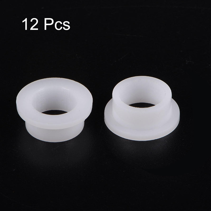 uxcell 12pcs Flanged Sleeve Bearings Plastic Bushings ID 10mm x OD 13mm x Length 6.5mm Nylon Bushings, White 12