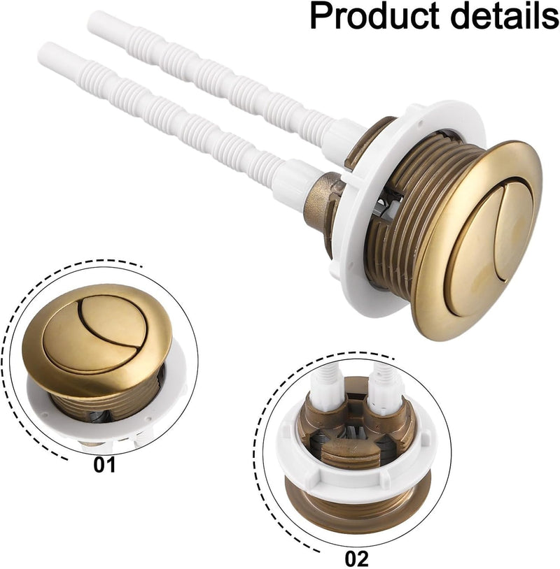 38mm Adjustable Gold Dual Flush Handle, Brushed PVD Coated | Matte bronze spray, premium texture. Easy install. Fits small toilet ceramic openings.