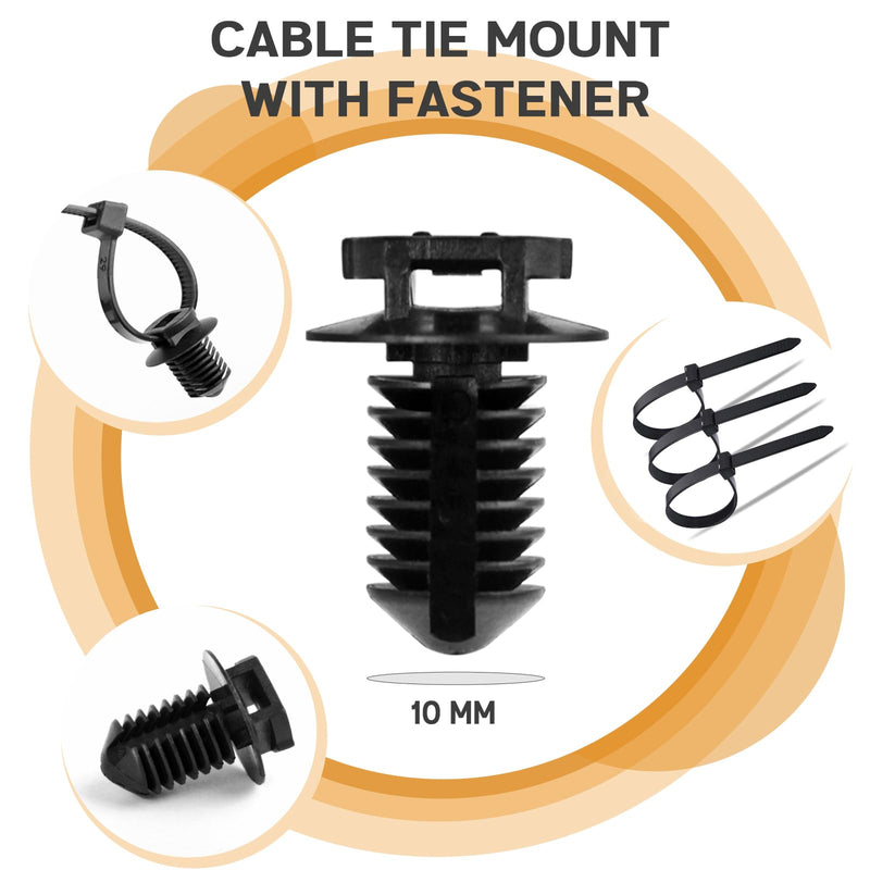 Xislet 160Pcs Universal Push Mount Cable Zip Tie Compatible with Cars Boat Trailer Polaris UTV Side By Side Jeep Wrangler Nylon Self Locking Cable Strap for Engine Bay Wire Harness Restraint Ties