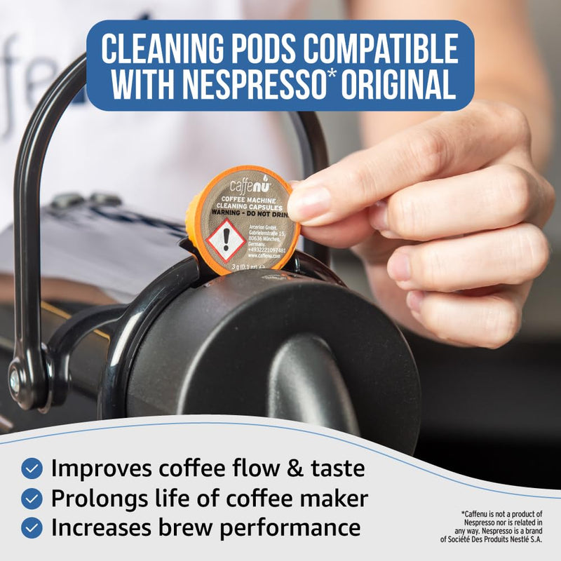 Caffenu Nespresso Compatible Cleaning Pods. 5 Cleaner Capsules. Improved Coffee Flavor. For Nespresso Originaline, Use with Descaling Kit. 5 Count (Pack of 1)