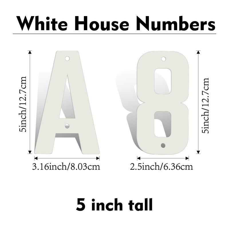 5 Inch White Metal Letters, Modern Metal House Numbers, White Door Numbers, Outdoor Mailbox Numbers, Metal White House Address Letters and Numbers for House Office Apartment Outside (A) 5 Inch White-A