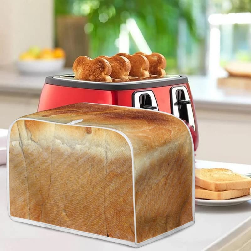 Funny 3D Freshly Baked Toast Design 2 4 Slice Toaster Cover Kitchen Appliance Cover Interesting Vivid Bread Print Toaster Dust And Fingerprint Protection/Machine Washable S - For 2 slice toaster