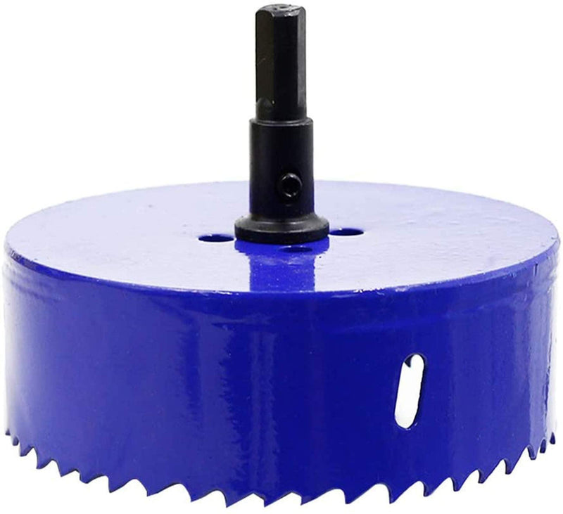Luomorgo 4.25 inch 108mm Hole Saw, 1 1/4 inch Cutting Depth HSS Bi-Metal Hole Cutter with Hex Shank Drill Bit Adapter for Wood Cornhole Boards Plastic Drywall Fiberboard Blue 4.25" / 108mm