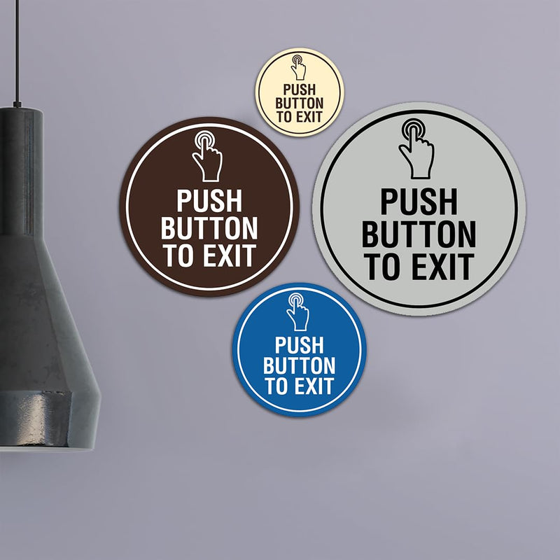 Signs ByLITA Circle Push Button To Exit Sign (Red) - Small (5 Pack) 4"- Small (5 Pack) Red