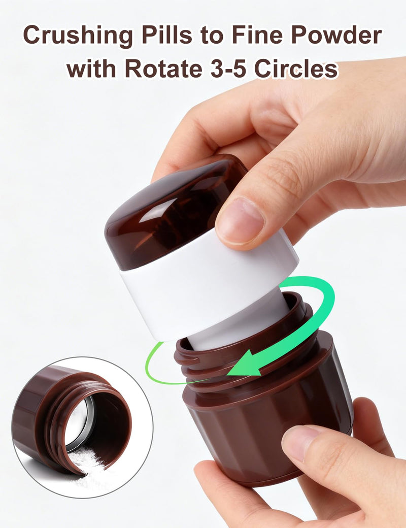 3-in-1 Pill Crusher with Pill Cutter and Storage, Splitte Pills, Tablets, Vitamins and Grind to Fine Powder, for Small or Large Pills (Not Suit for Capsule Drugs)