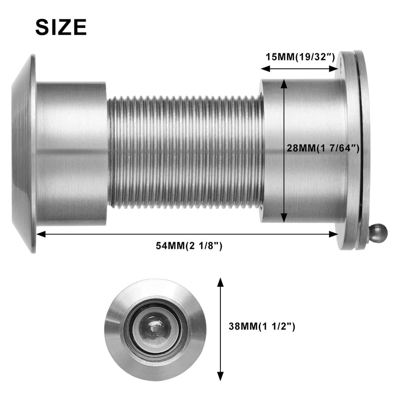 Earl Diamond - Peep Holes for Door, Solid Brass 220-Degree Door Viewer Peephole with Heavy Duty Rotating Privacy Cover for 1-21/32" to 2-1/8" Doors for Home Office Hotel, Satin Nickel Brass-Satin Nickel