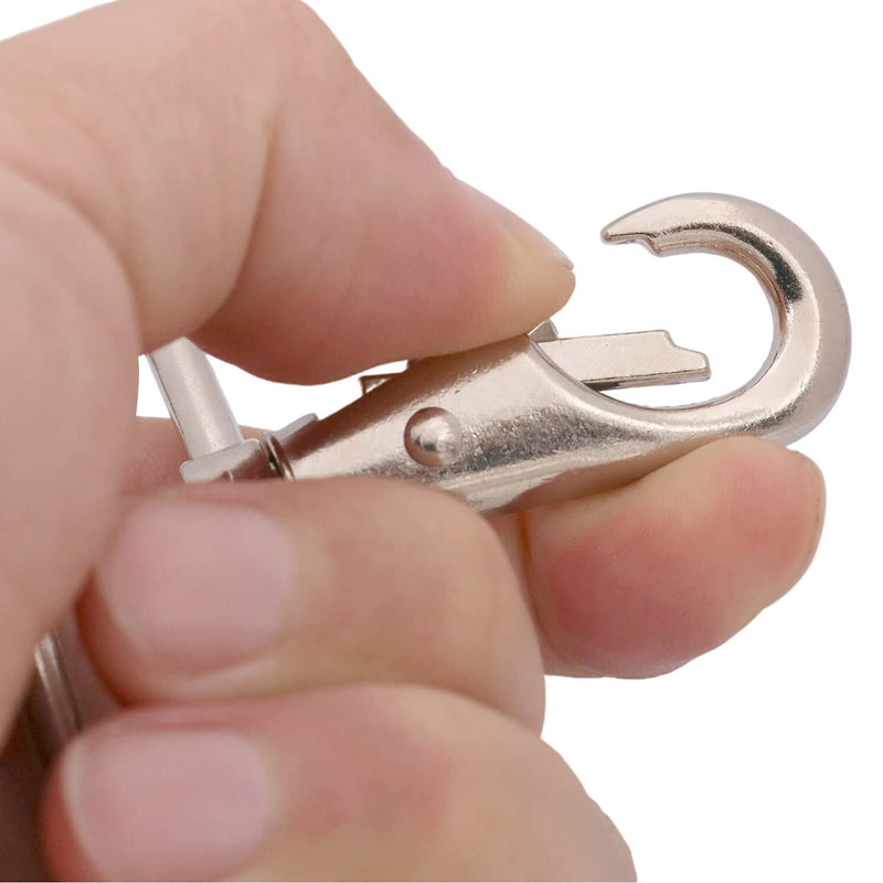 BIKICOCO 2'' Swivel Trigger Tilt & Bump Thumb Knob Bolt Snap Hook Lobster Claw Clasp Spring Loaded Clip, Round-Corner-Ring Ended, Silver - Pack of 10 Silver x 10 Pcs