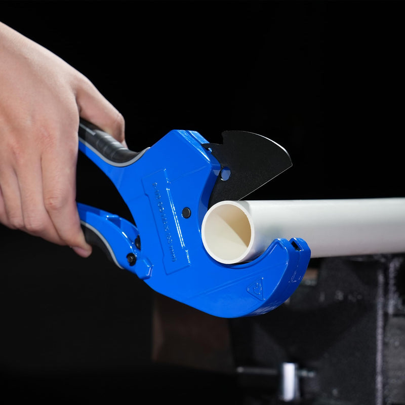 PVC Pipe Cutter, Up to 2-1/2", Ratchet Pipe Cutter Heavy-Duty, Pex Cutting Tool for Cutting PEX, PVC, PPR Plastic Hoses and Plumbing Pipe with Deburring Tool - NewNest Australia