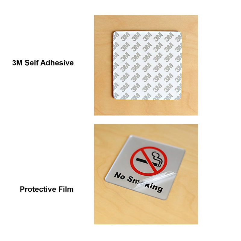 (2 Pack) No Smoking Sign 4x4'' (Acrylic-Classic) with 3M Self Adhesive; Rust Free; For Car, Business, Indoor, or Outdoor Use 2
