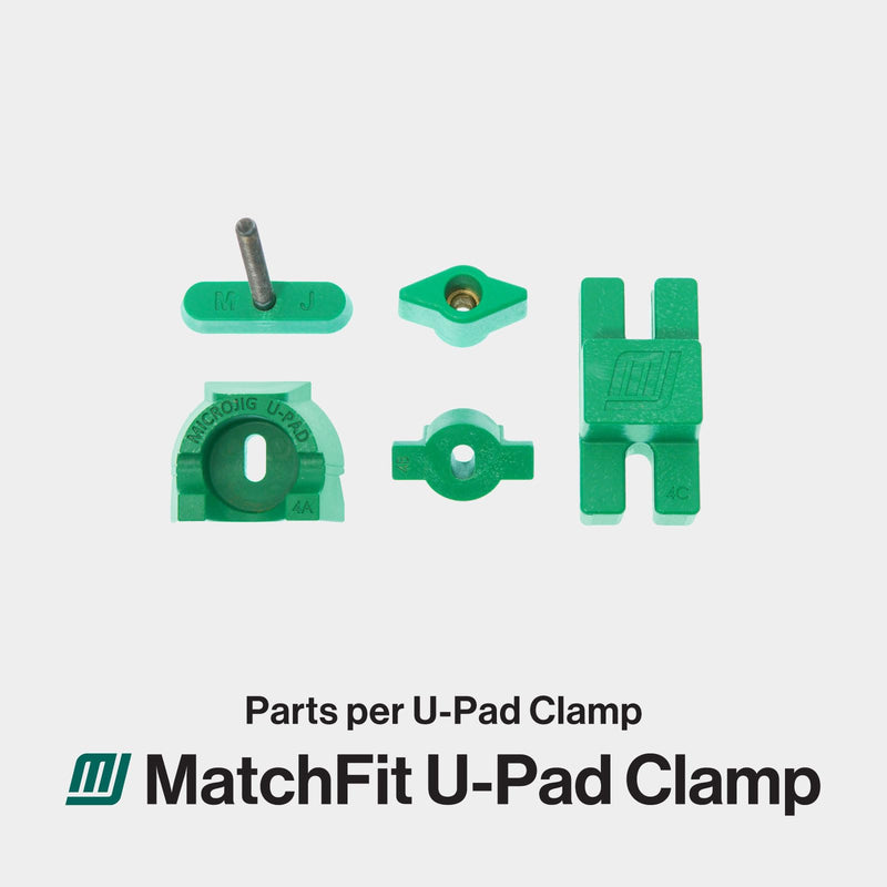 MICROJIG MATCHFIT U-Pad Low Profile Clamp System for Dovetail Track Workholding, CNC, Router Tables, Sanding, Inline Glue-up Jig Fixture Hardware, 2-Pack, CN-P4K2