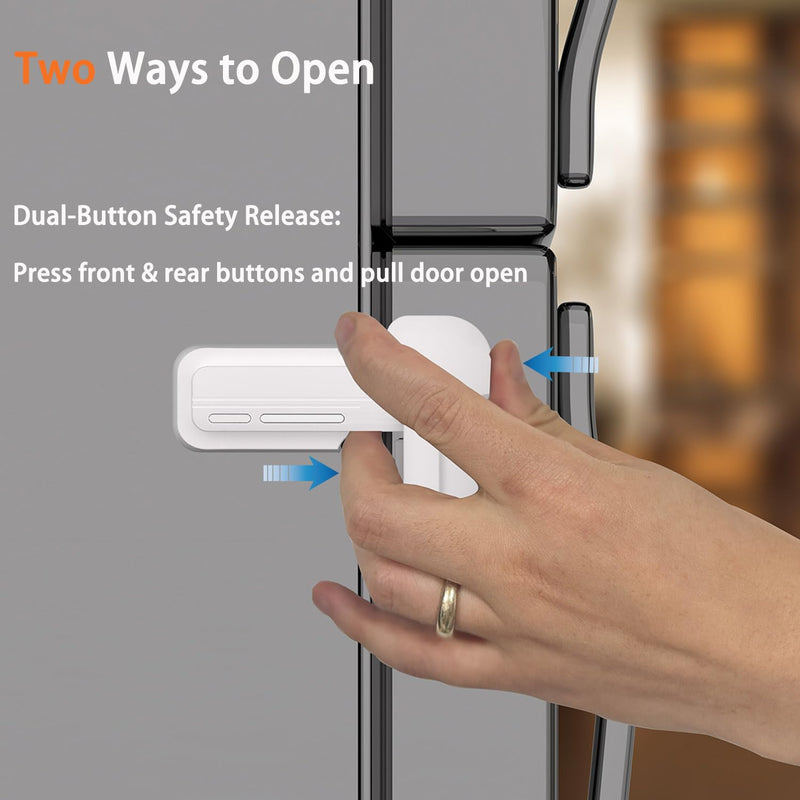 2 Pack Upgrade Child Proof Refrigerator Lock with Two Ways to Open, Home Fridge Freezer Door Lock Latch Catch to Keep Door Closed, no Tools Need or Drill (Grey) Grey