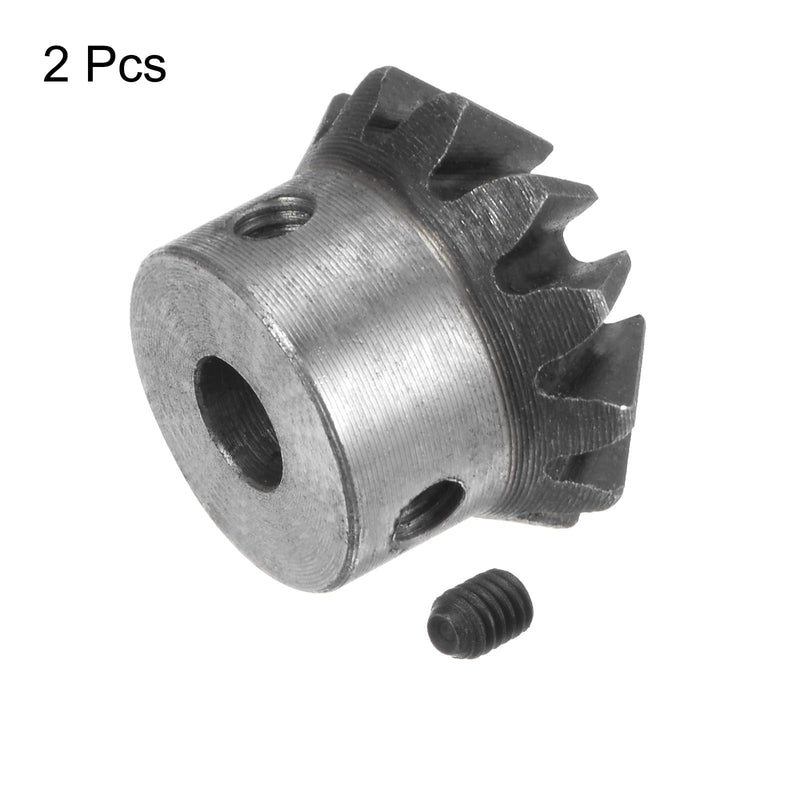 HARFINGTON 2pcs Bevel Gear 1M 12 Teeth 6mm Shaft Hole 1:1 Tapered Bevel Pinion Gear 45# Steel 2 Module 90 Degree Steering Gear, for Hardware Mechanical Rotation