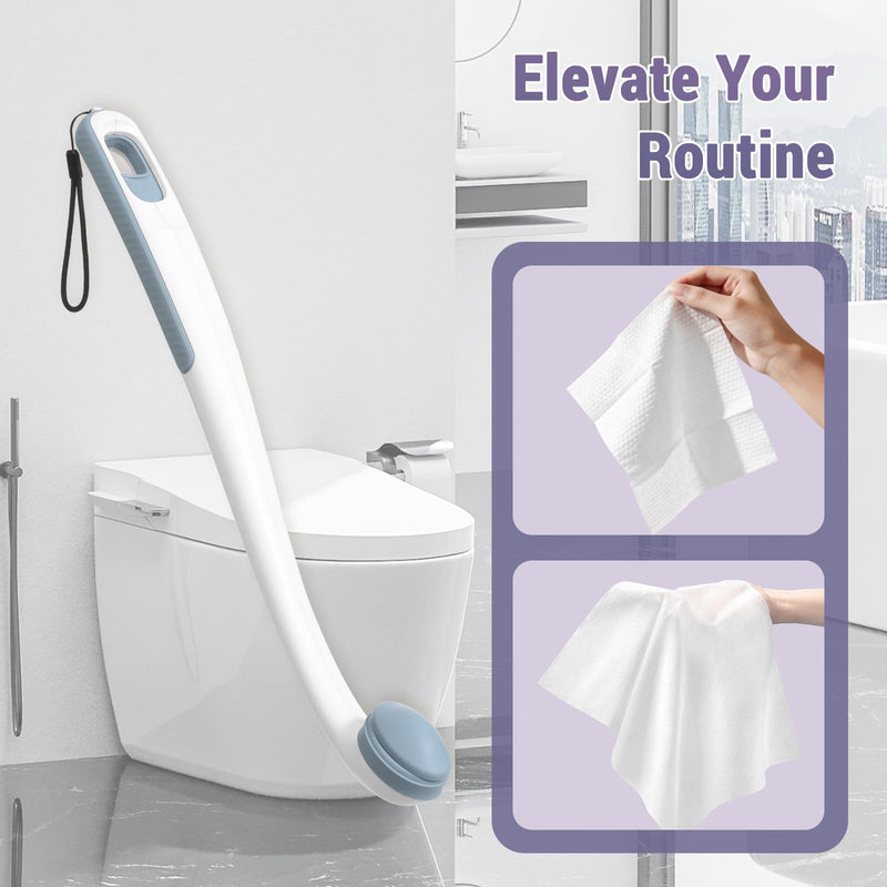 Toilet Aids for Wiping Bottom, 2-Pack - Long Reach Comfort Wipe with Replaceable Head & Strap - Bottom Buddy Wiping Aid for Elderly, Disabled & Post-Surgery