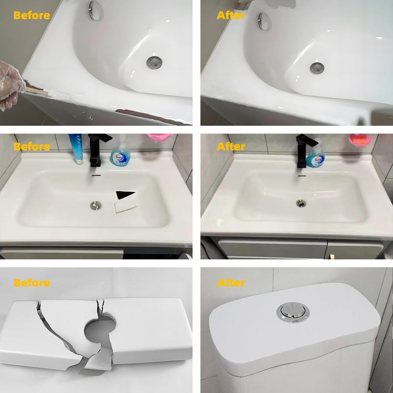 Porcelain Sink Repair kit White, Enamel, Porcelain, Fiberglass, Ceramic Sink, Tub Tile Toilet Shower Kit,Porcelain Sink and Acrylic Bathtub Repair Kit for Cracks Chips Dents Holes